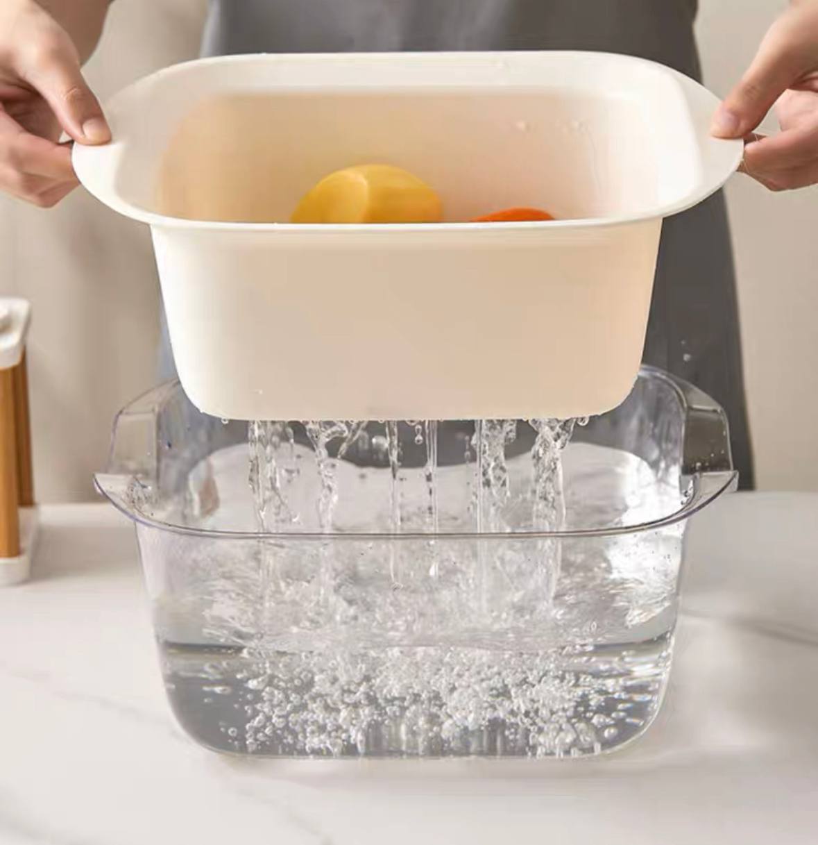 3 in 1 Vegetable Slicer Cutter Drain Basket / Grater Bowl / Strainer / mincer