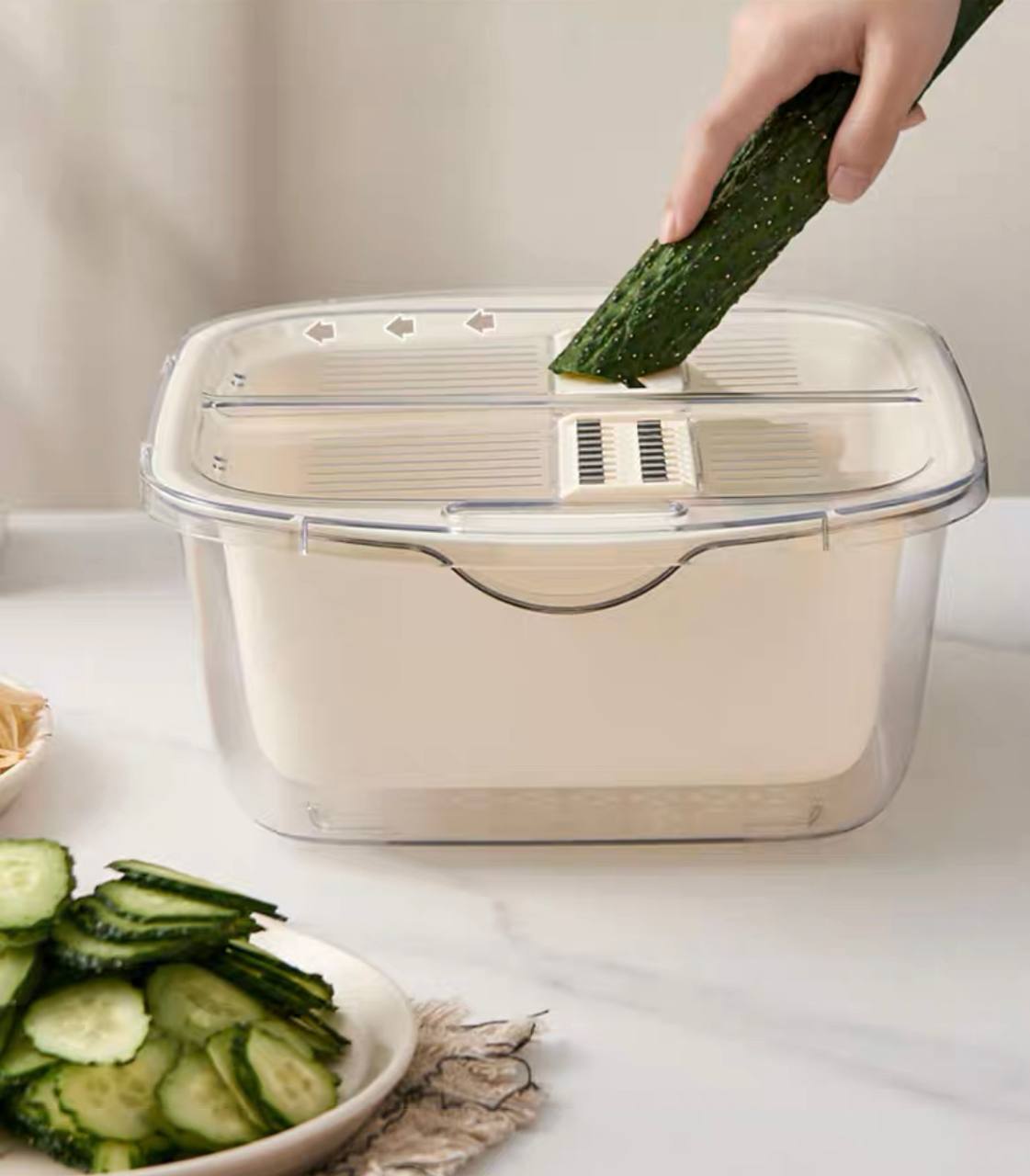 3 in 1 Vegetable Slicer Cutter Drain Basket / Grater Bowl / Strainer / mincer