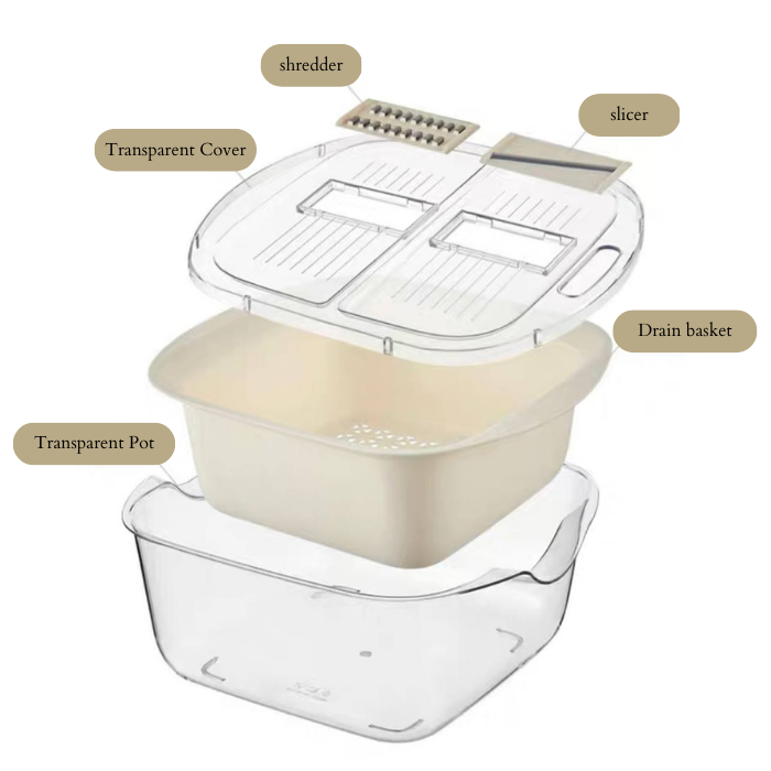 3 in 1 Vegetable Slicer Cutter Drain Basket / Grater Bowl / Strainer / mincer