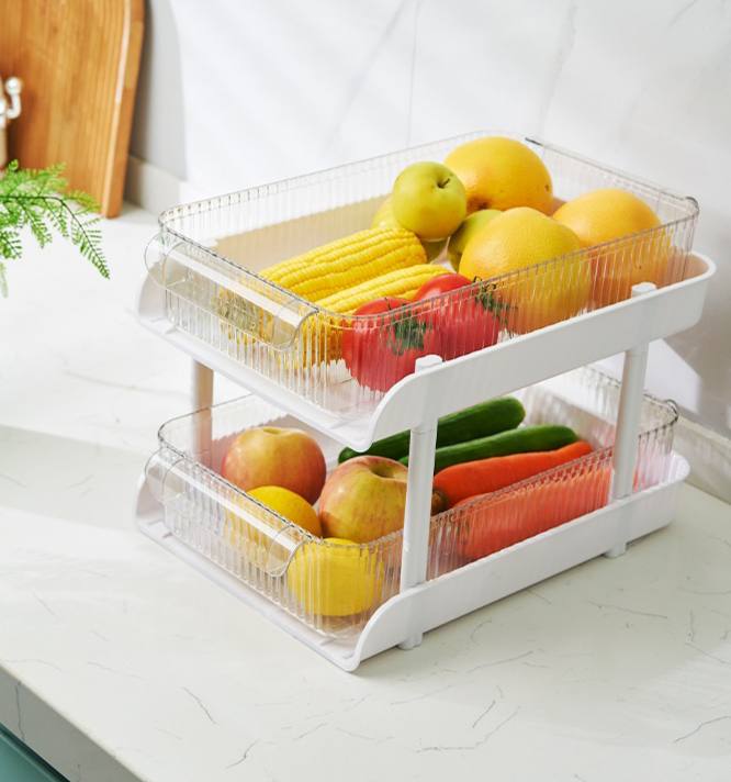 Acrylic fluted desk organiser sliding rack for Kitchen / Bathroom / table Storage Organizer
