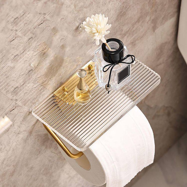 Bathroom Toilet paper roll holder / Fluted x Gold details / Acrylic rack
