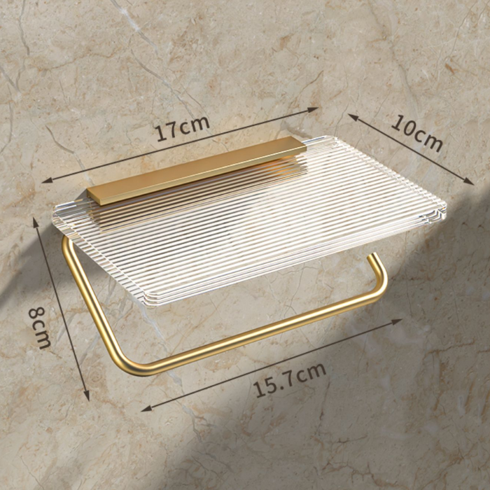 Bathroom Toilet paper roll holder / Fluted x Gold details / Acrylic rack