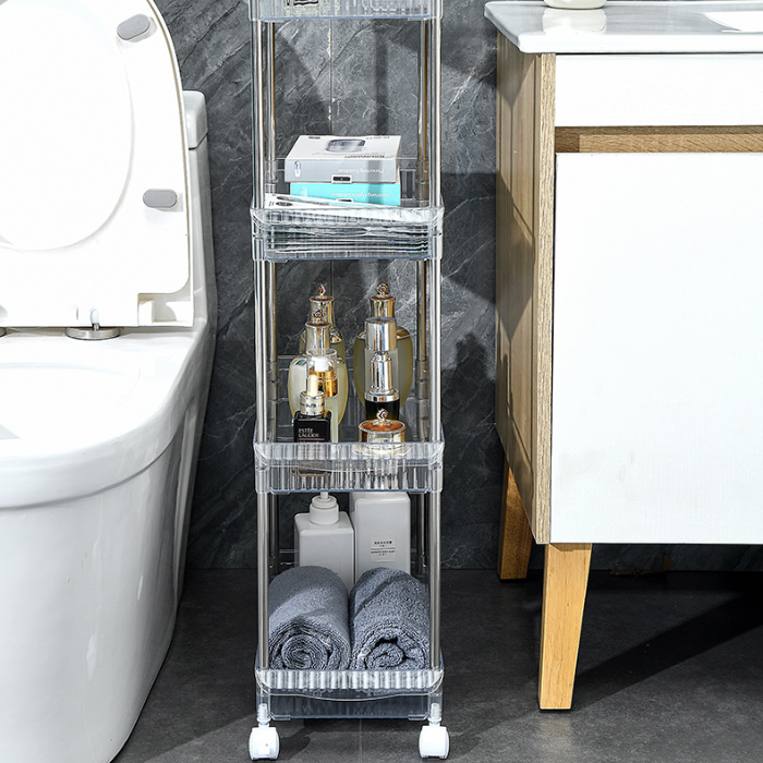 Fluted 3/4 Tier Transparent Storage Trolley