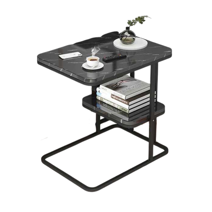 Lura Marble Effect C shape coffee table for sofa/ bedside/ living room