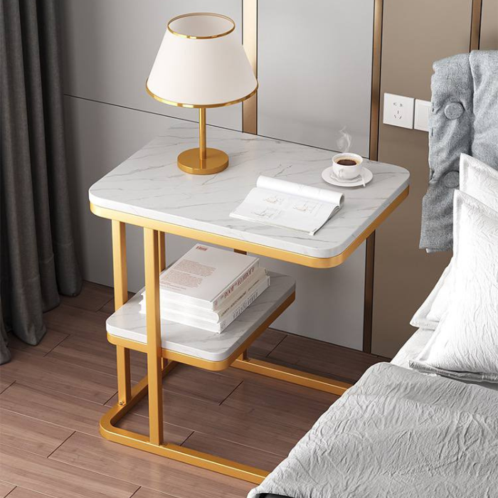 Lura Marble Effect C shape coffee table for sofa/ bedside/ living room