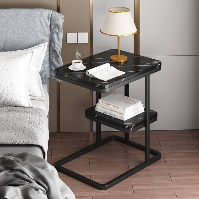 Lura Marble Effect C shape coffee table for sofa/ bedside/ living room