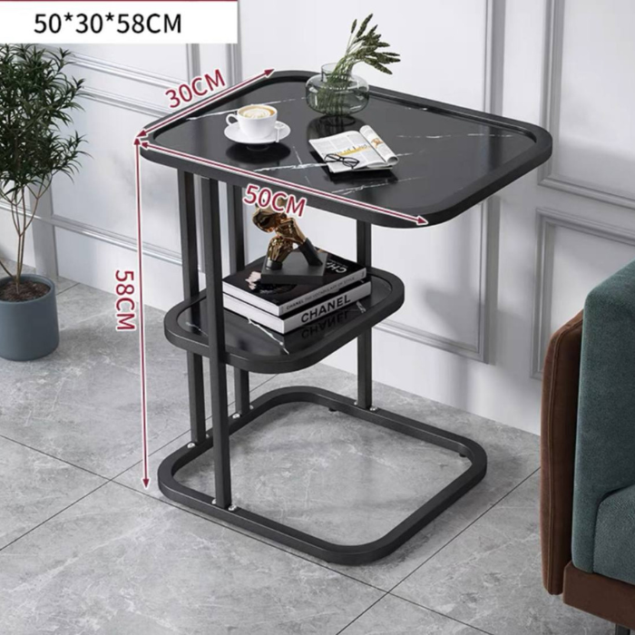 Lura Marble Effect C shape coffee table for sofa/ bedside/ living room