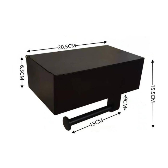 Matte black Toilet Paper Holder & Dispenser with storage / Durable Bathroom Paper Shelf