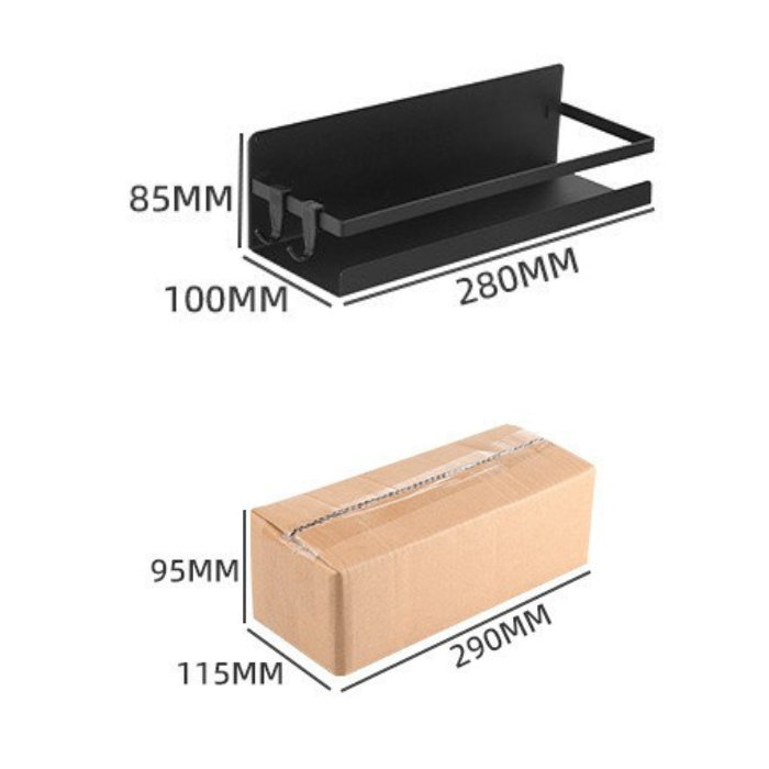 Magnetic Shelf with  Removable Hooks, Perfect Space Saver for Small Kitchen/Apartment