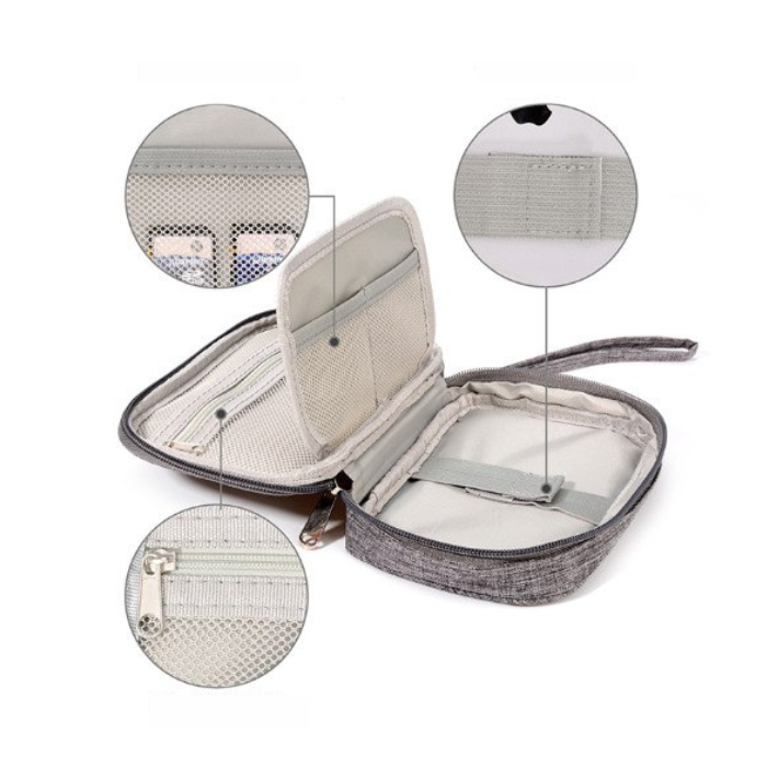 Grey Cable bag / Electronic Accessories Zipper Storage Pouch / Travel organiser