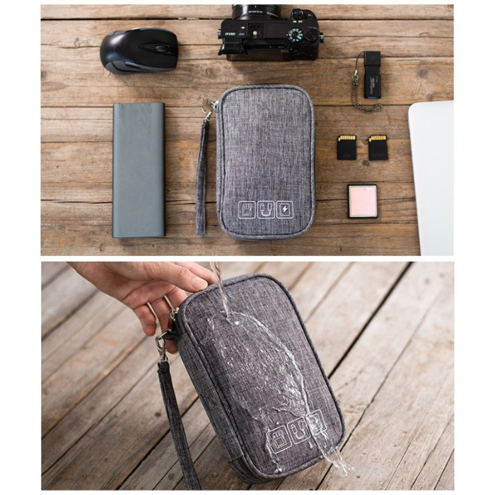 Grey Cable bag / Electronic Accessories Zipper Storage Pouch / Travel organiser