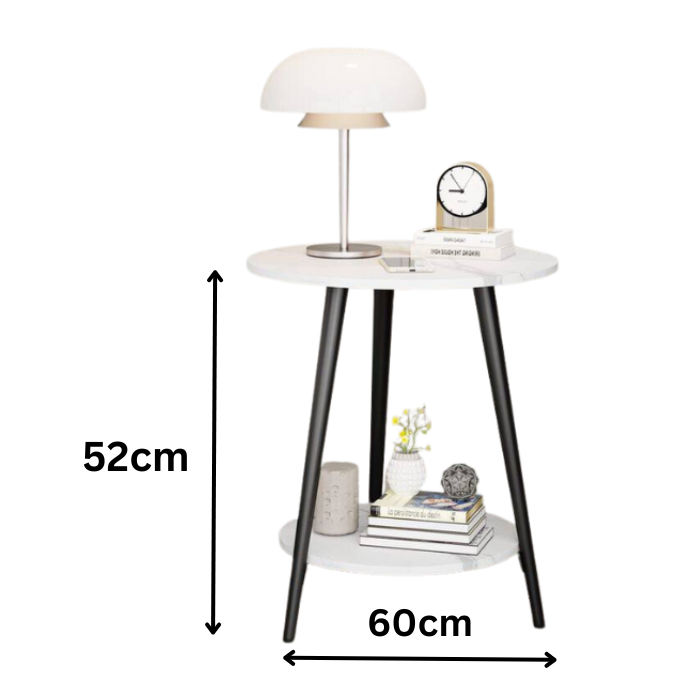 2 Tier Round Side Coffee Table, 3 Legged Small Accent Table