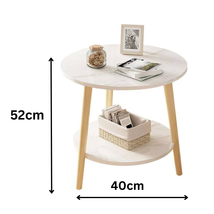 2 Tier Round Side Coffee Table, 3 Legged Small Accent Table