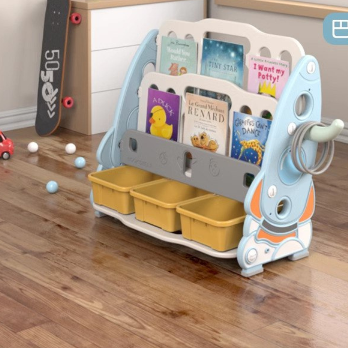 RON Kids book shelf rack with storage organiser / Children Montessori Playroom Kindergarten School furniture