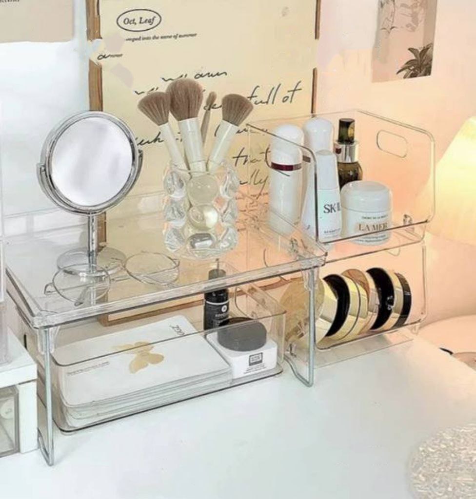 (Set of 5) Acrylic table organizer - Stackable desk holders / rack / makeup organiser