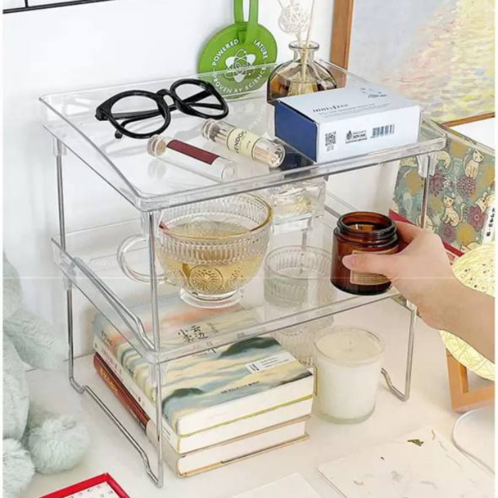 (Set of 5) Acrylic table organizer - Stackable desk holders / rack / makeup organiser