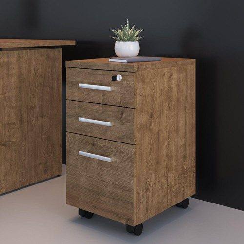 Industrial Rustic wood Mobile Cabinet Pedestal - file and document drawer / bedside cabinet