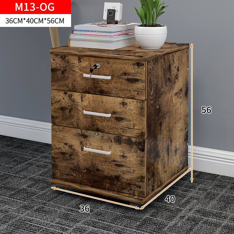 Industrial Rustic wood Mobile Cabinet Pedestal - file and document drawer / bedside cabinet