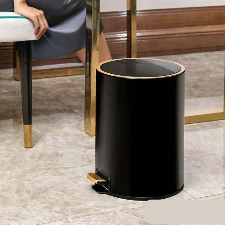 Classy Gold rim stainless steel waste bin