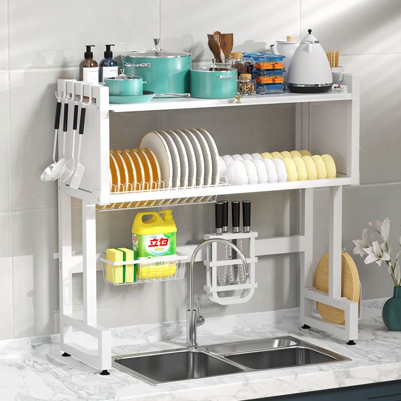 Captive over the sink dish rack with cover