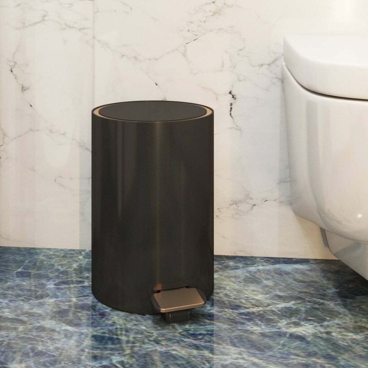 Classy Gold rim stainless steel waste bin