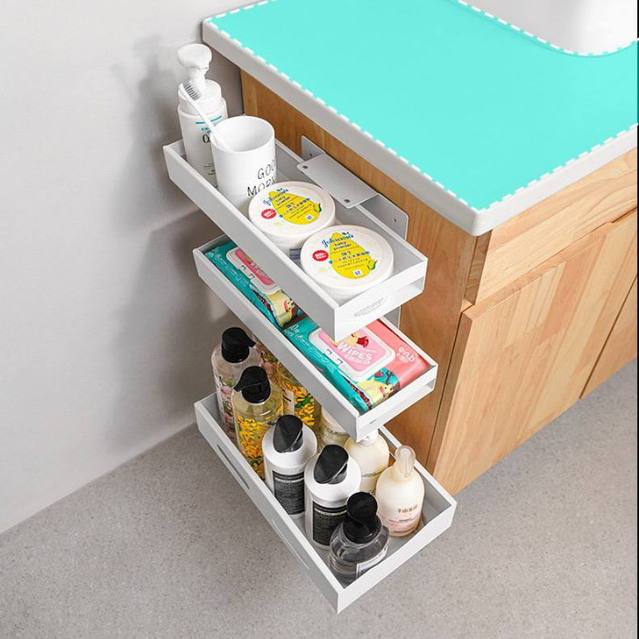 Smart vertical space cabinet sliding pull-out rack | kitchen storage organizer