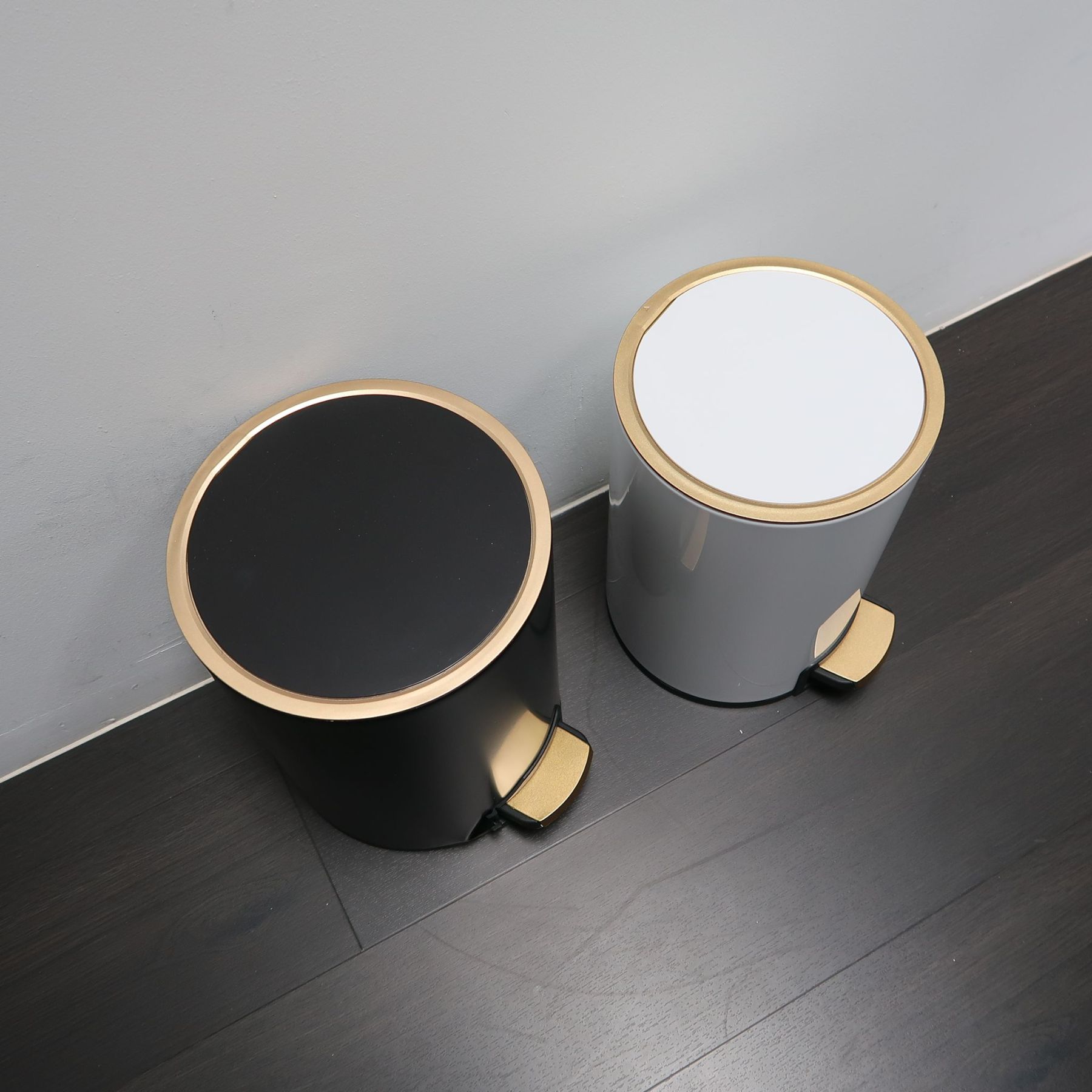 Classy Gold rim stainless steel waste bin