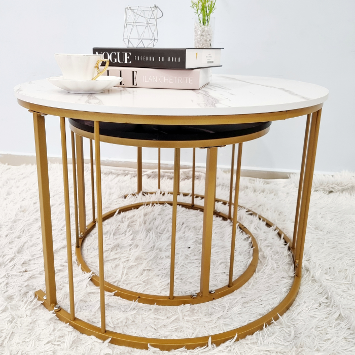Twin Nesting Coffee Console Table (gold)
