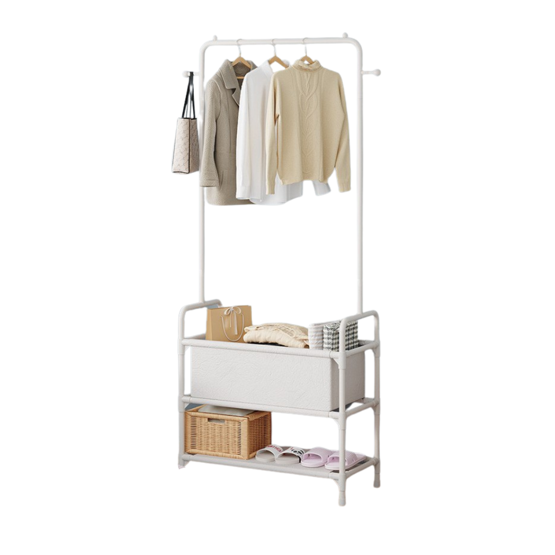 Lifestyle Free standing metal clothes rack with storage