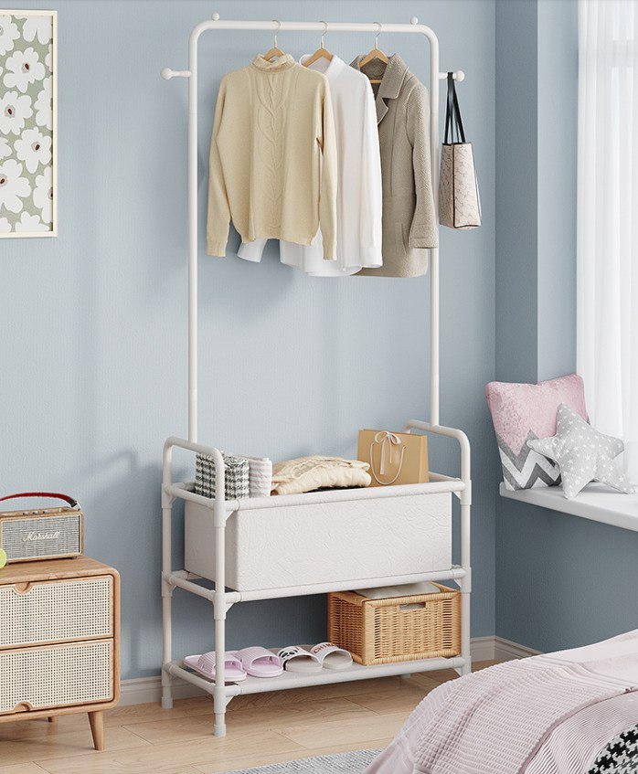 Lifestyle Free standing metal clothes rack with storage
