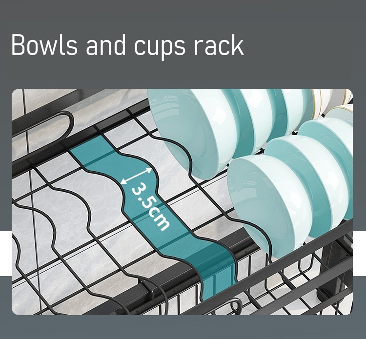 Raven Black Over the Sink Dish rack with full set holders