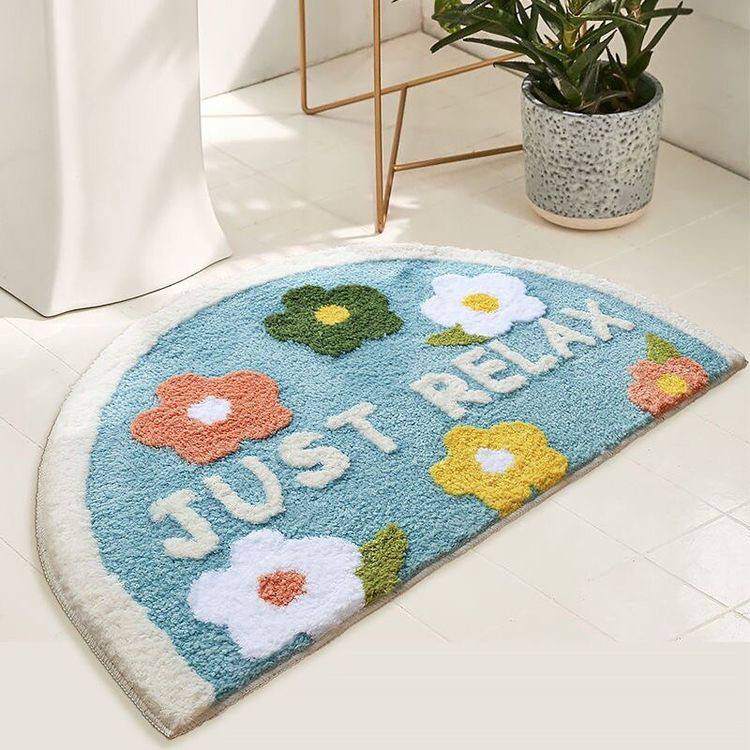 Half round soft & fluffy Door Mat, floor rug