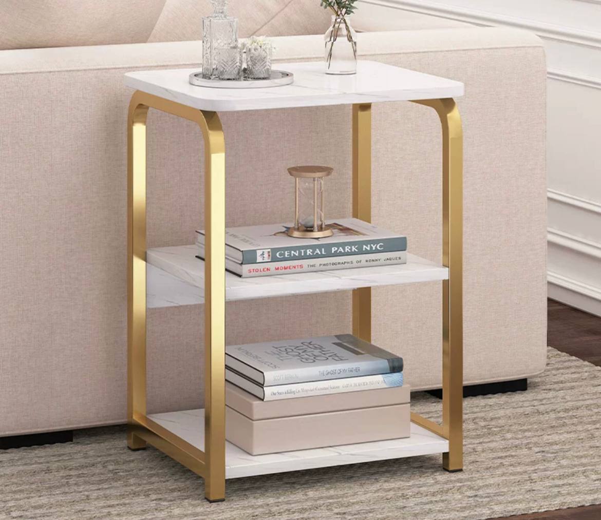 Everly Wood Coffee Table with marble design