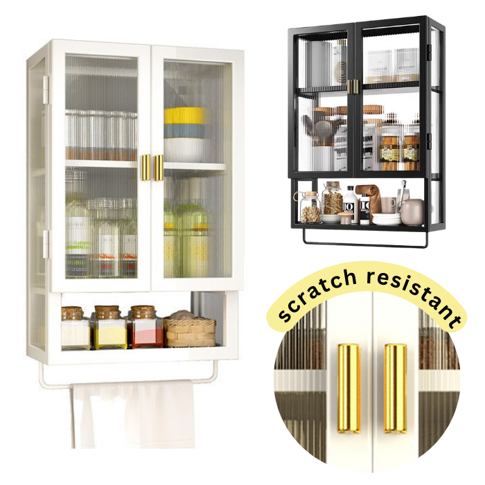 Hampton Fluted Hanging Cabinet with multi shelf storage