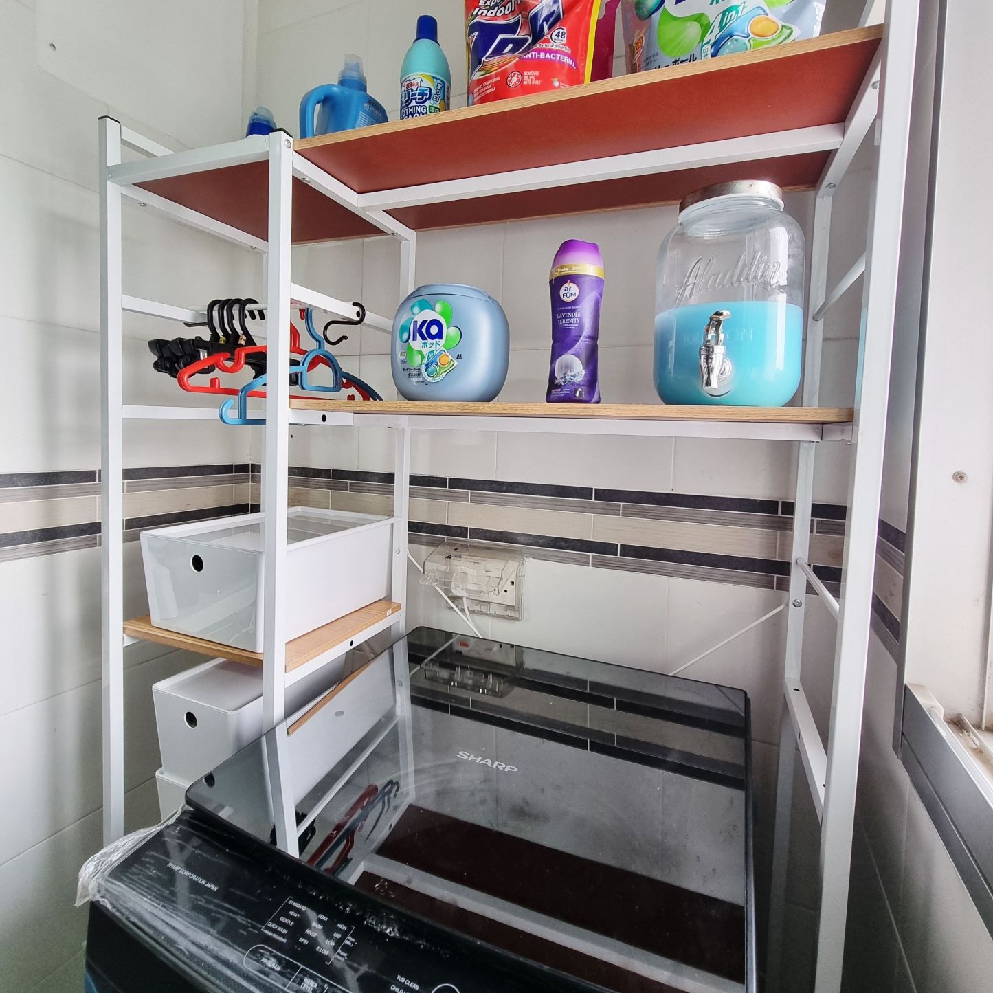 Top load washing machine rack