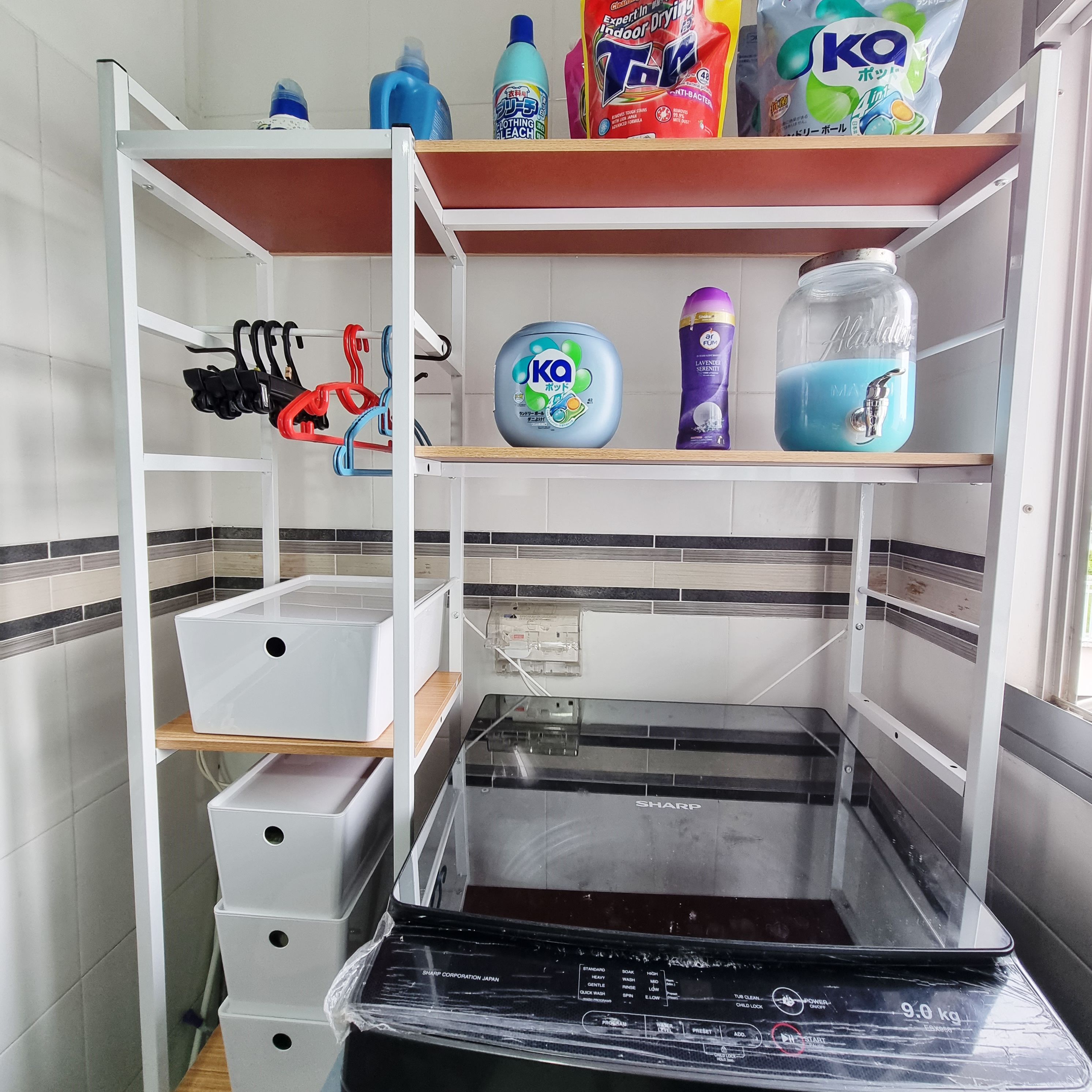 Top load washing machine rack