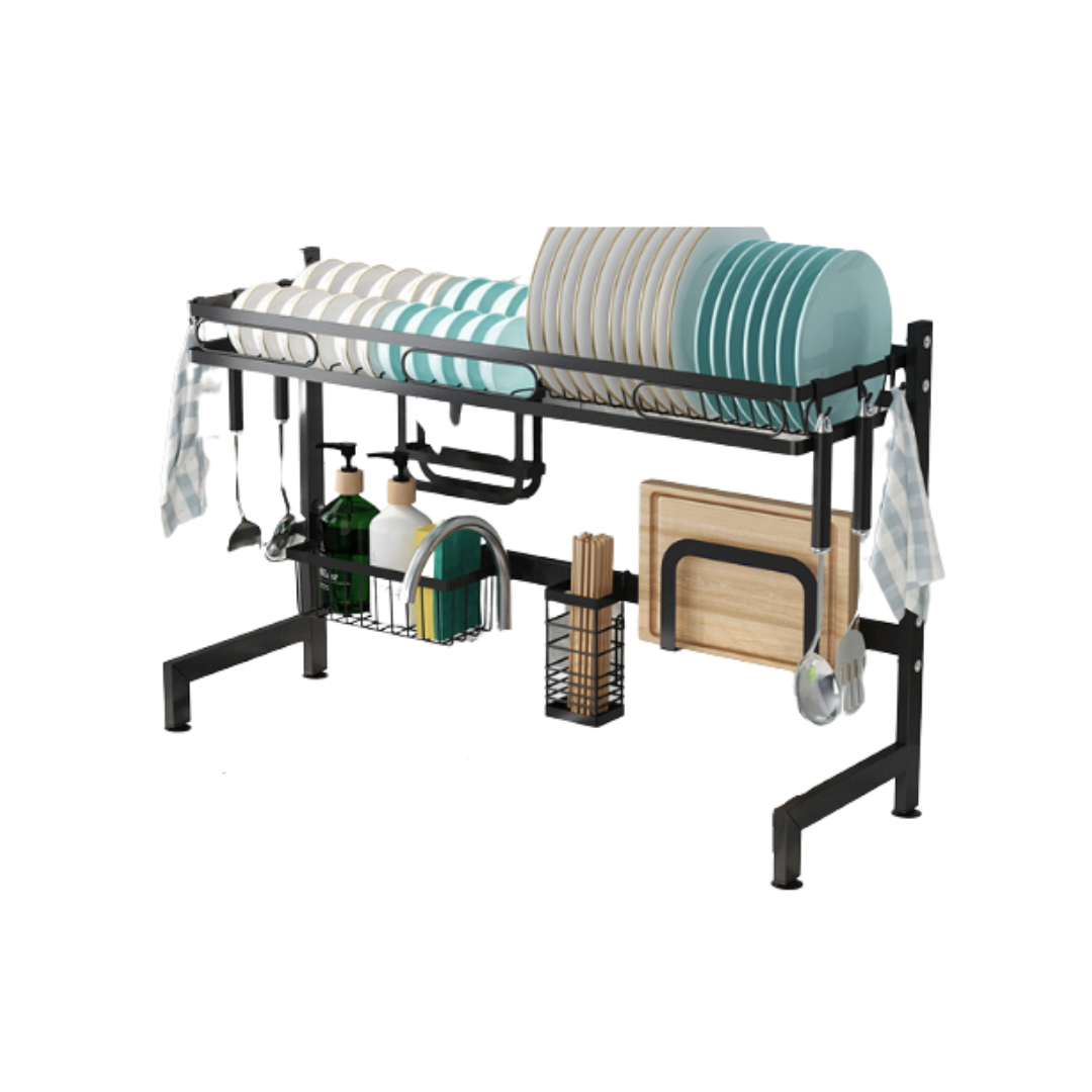 Raven Black Over the Sink Dish rack with full set holders