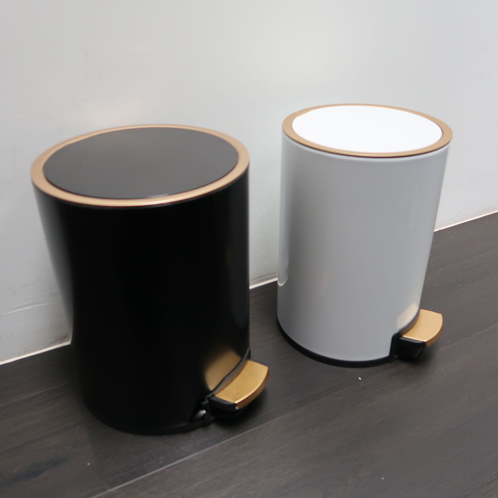 Classy Gold rim stainless steel waste bin