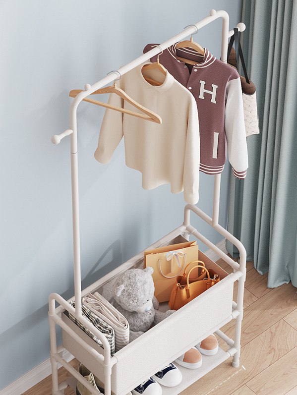 Lifestyle Free standing metal clothes rack with storage