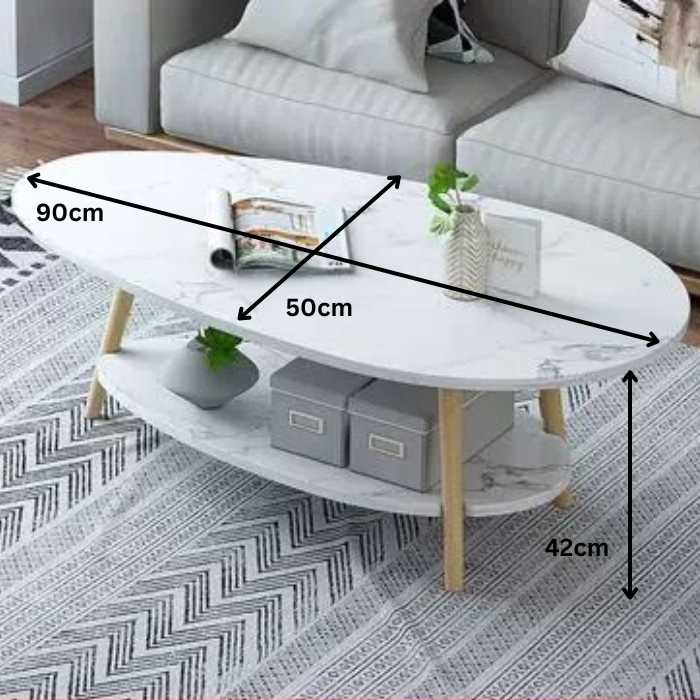 OVA Modern Wood Coffee Table with marble veins