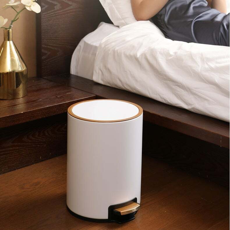 Classy Gold rim stainless steel waste bin