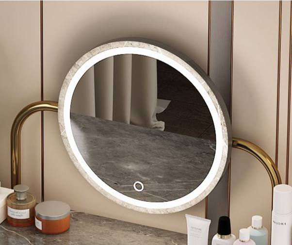 Alora Grey Marble Dressing table with LED Mirror