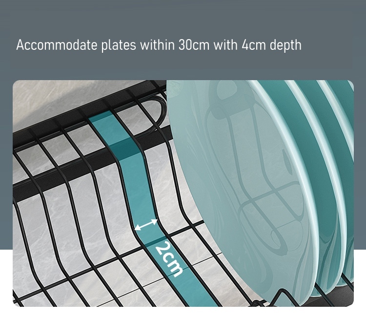 Raven Black Over the Sink Dish rack with full set holders