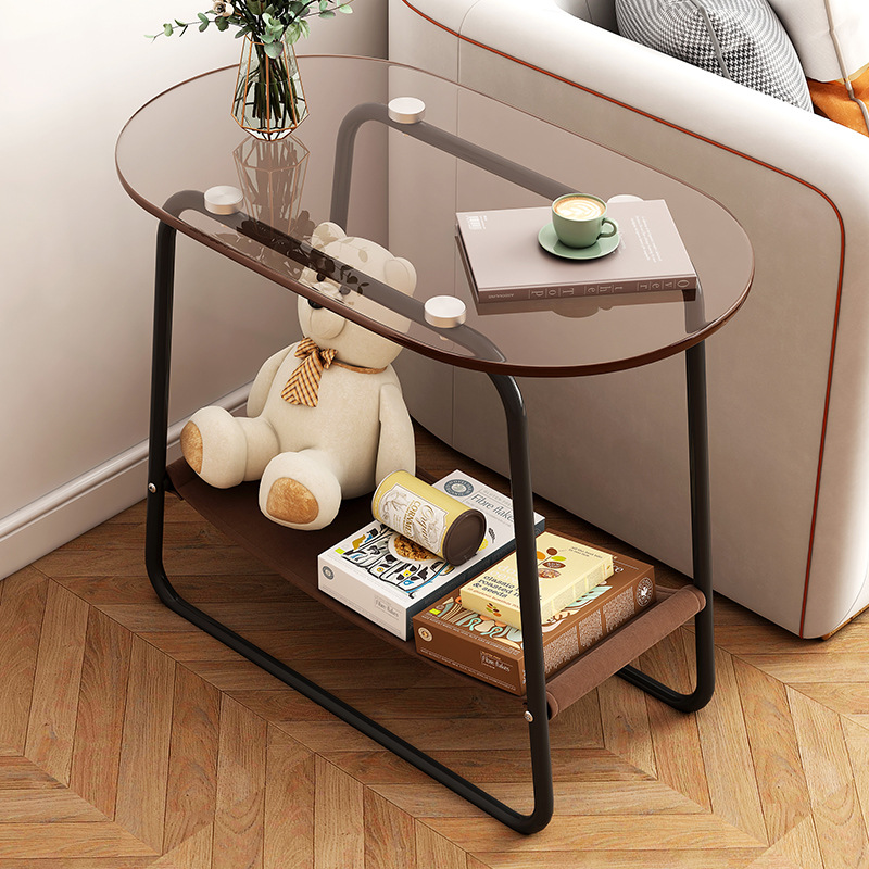 Oliver Glass Coffee Table with base pocket storage