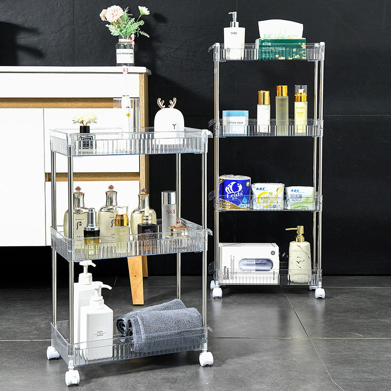 Fluted 3/4 Tier Transparent Storage Trolley