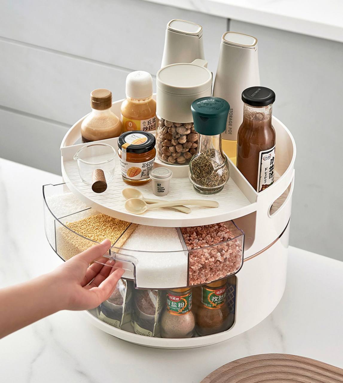Crazy Lazy Susan Multifunctional Organiser with storage for spice and condiments / kitchen