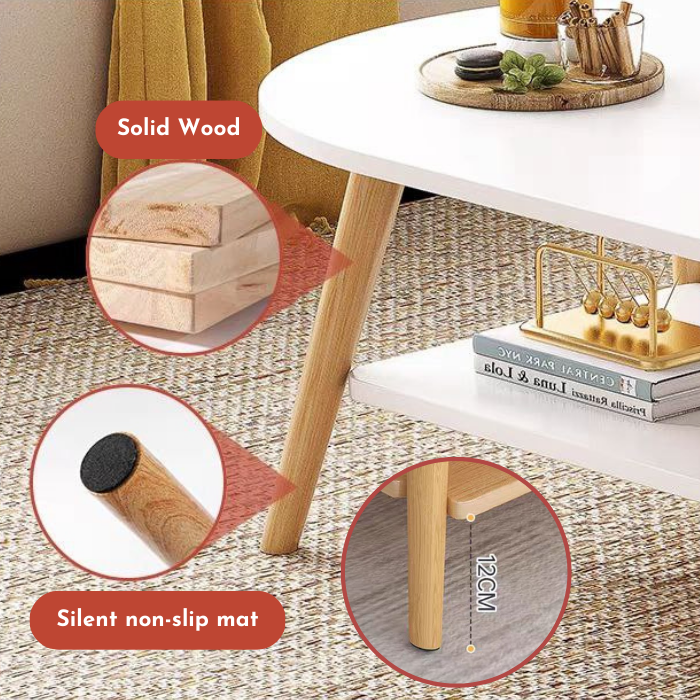 OVA Modern Wood Coffee Table with marble veins