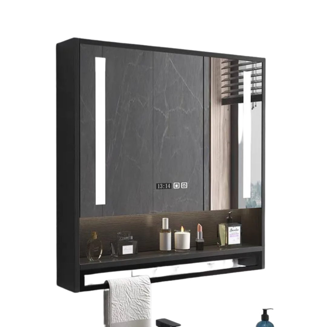 Smart LED Bathroom Mirror Cabinet in Black