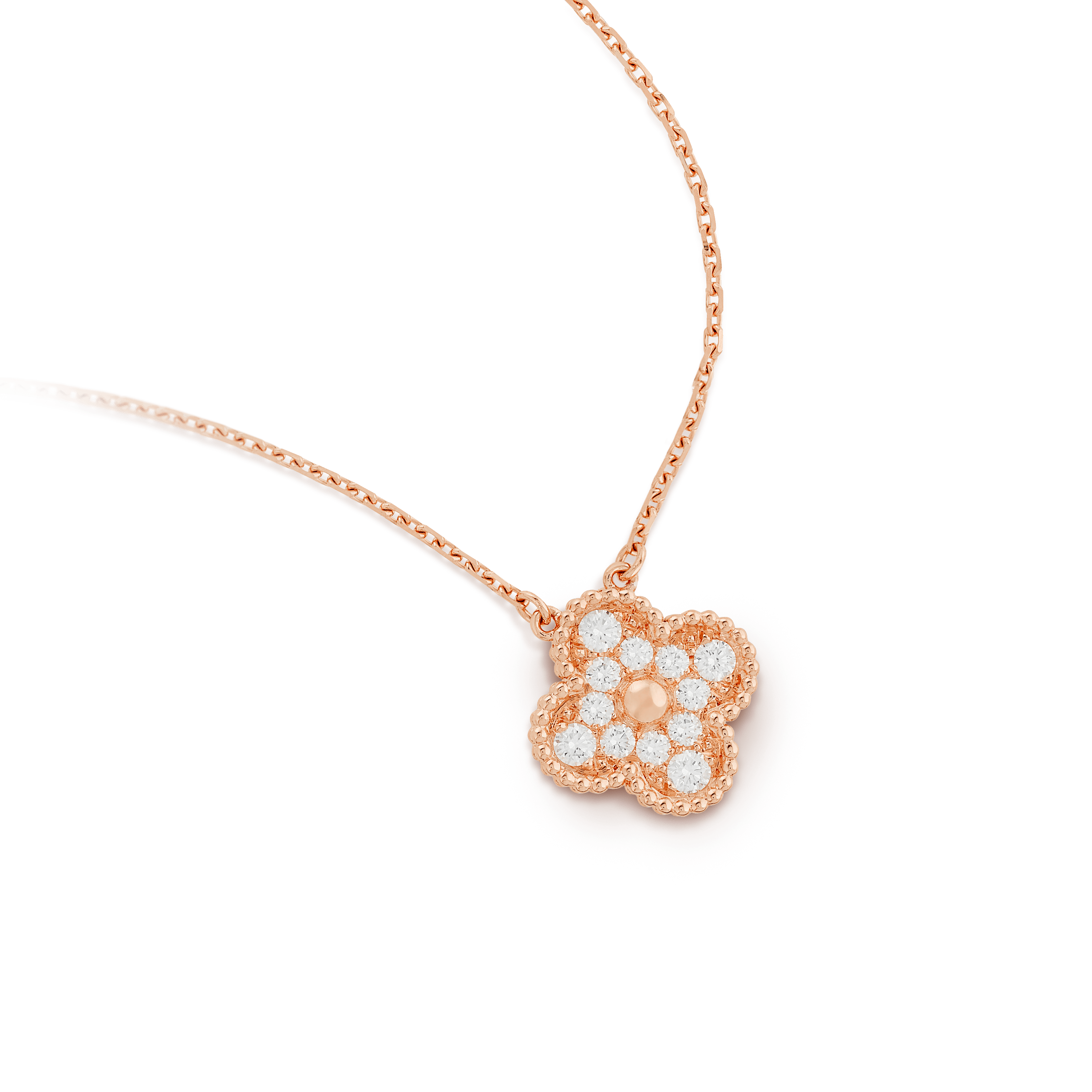 ヴィンテージ アルハンブラ ペンダント, ローズ ゴールド, ダイヤモンド: 12 石, 0.48 カラット, Three Fourth, Jewelry Pendent