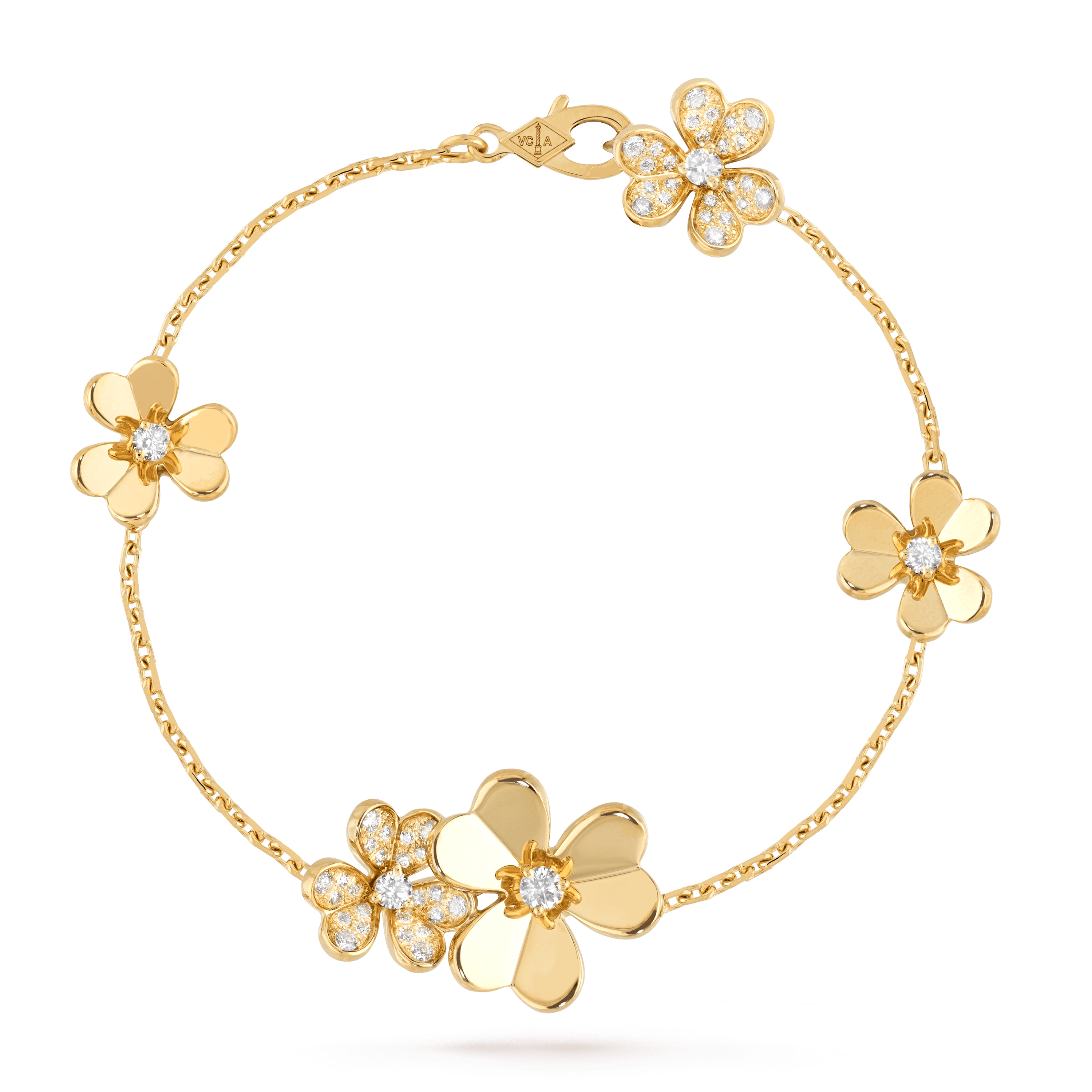 フリヴォル ブレスレット、5フラワー, イエローゴールド, ダイヤモンド: 53 石, 0.62 カラット, Front, Jewelry Bracelet